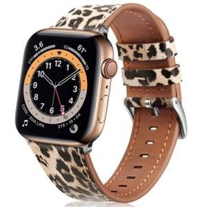 Apple Watch Leather Leopard Print Band